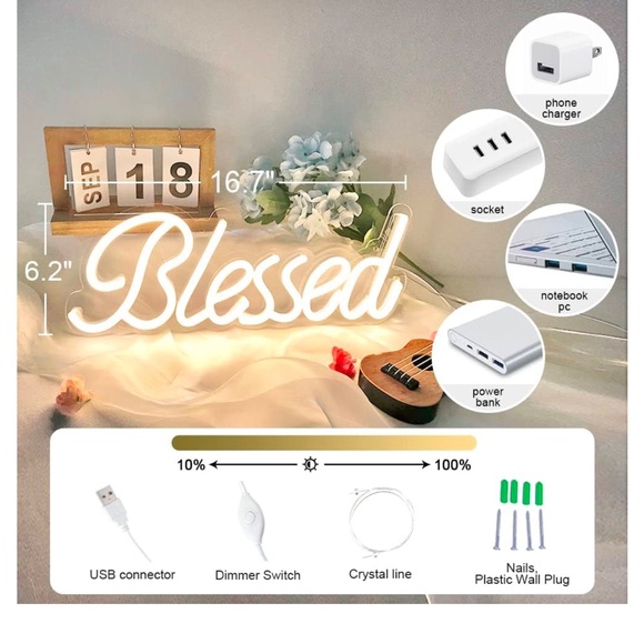 Blessed neon light. Brand new, still in box. Would make a great holiday gift. - Picture 4 of 6